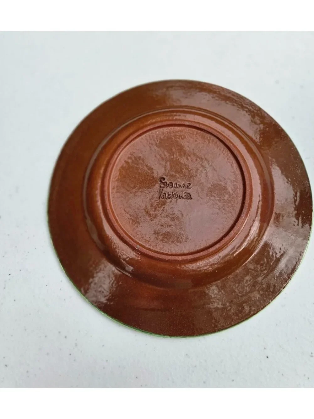 Handcrafted Polka Dot Suzanne Katkhuda Mad Hatter Yellow & Green Finish Redware